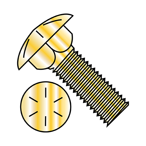 3/8-16X3 Carriage Bolt Grade 8 Fully Threaded Zinc Yellow