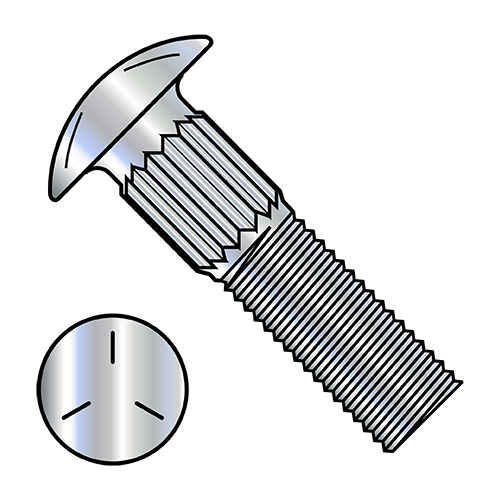 1/420X1 3/4 Ribbed Neck Carriage Bolt Grade 5 Fully Threaded Zinc