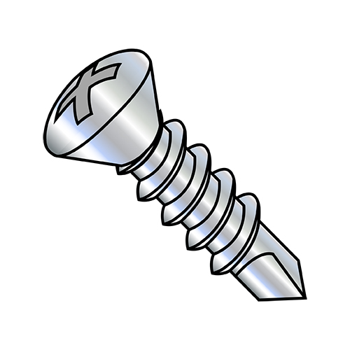 12-14X2 Phillips Oval Self Drilling Screw Full Thread Zinc and