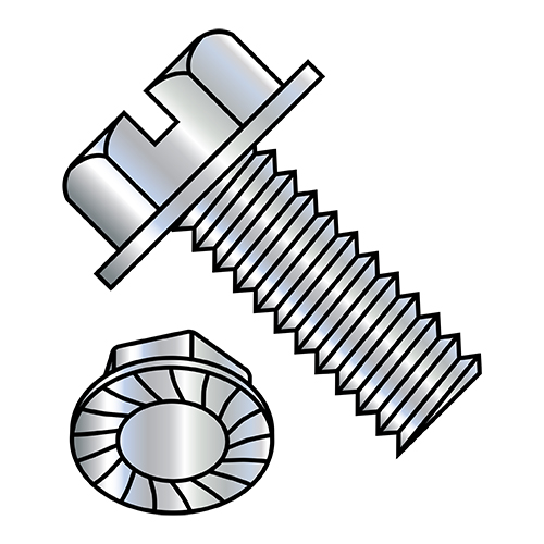 1/4-20X1/4 Slotted Indented Hex Washer Head Serrated Machine Sc