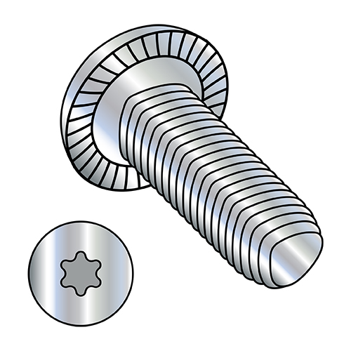 10-24X1/2 6 Lobe Pan Serrated Alt Thread Roll Screw Fully Threaded Zinc ...