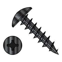 Square/Phillips, Stl Black Ox, Full Thread Truss Deep Thread/Cabinet Screws