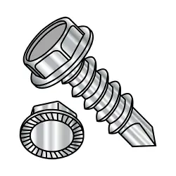 Spaced Thread, #2 & #3 Pt 18-8 Hex Washer, Serr, Unslotted Stainless Steel Self-Drilling Screws