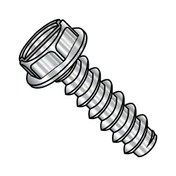 Hex Washer Head Slotted Screws Type B, 18-8 Stainless Steel
