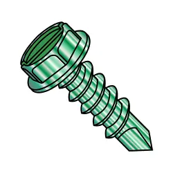 Steel Zinc Green Slotted Hex Washer  - TEK® Self-Drilling Screws