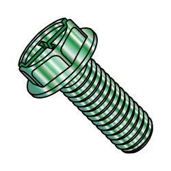 Steel Zinc Green Combination Recess Hex Washer Head Machine Screws