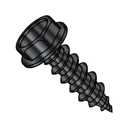 Hex Washer Head Unslotted Screws 18-8 Stainless Steel with Black Oxide Finish