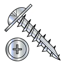 Phillips, Steel Zinc, Full Thread Large Round Washer with #17 point Deep Thread/Cabinet Screws