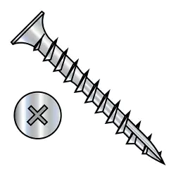 Phillips w/No Nibs, Steel Zinc, Full Thread Flat with #17 point Deep Thread/Cabinet Screws