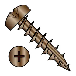 Phillips, Antique Brass, Full Thread Pan with #17 point Deep Thread/Cabinet Screws