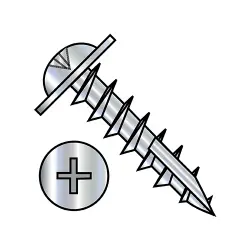 Phillips Steel Nickel Full Thread Round Washer with #17 point Deep Thread/Cabinet Screws