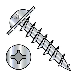 Square/Phillips, Stl Zinc, Full Thread Round Washer Deep Thread/Cabinet Screws