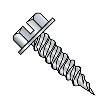 10-16 X 1 1/4 Slotted Hex Washer Fully Threaded Self Piercing Screw 5/16 Across Flats Zinc Needle Point