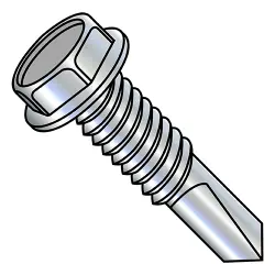 Steel Zinc, #4 Point w/ Machine Screws Thread Unslotted Hex Washer  - TEK® Self-Drilling Screws