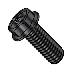 Steel Black Oxide Phillips Hex Washer Head Machine Screws