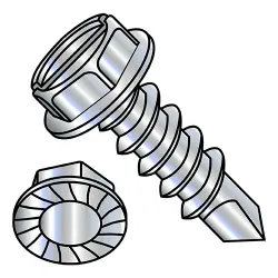 Steel Zinc, 7/16 A.F. Slotted Hex Washer, Serrated  - TEK® Self-Drilling Screws
