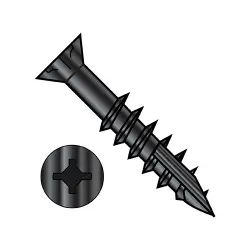 Square-Phillips w/Nibs Stl Black Ox, Partial Thrd #8 Flat with #17 point Deep Thread/Cabinet Screws