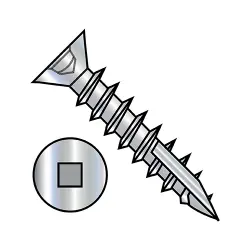 Square Recess, Stl Zinc, Full Thread Flat with #17 point Deep Thread/Cabinet Screws