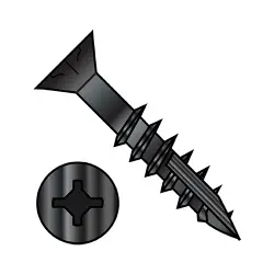 Square-Phillips w/Nibs, Stl Black Ox Part Thrd Flat with #17 point Deep Thread/Cabinet Screws