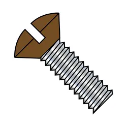 Steel Zinc w/ Brown Head Slotted Oval Head Machine Screws