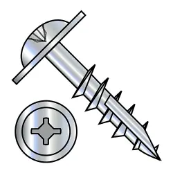 Square-Phillips, Steel Zinc, Partial Thread Large Round Washer with #17 point Deep Thread/Cabinet Screws