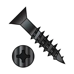 Square/Phillips, Stl Black Ox, Partial Thread Flat Deep Thread/Cabinet Screws