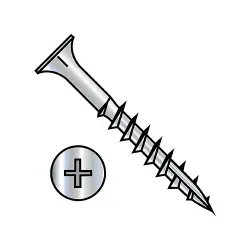 Phillips, Steel Zinc, Full Thread Flat with #17 point Deep Thread/Cabinet Screws