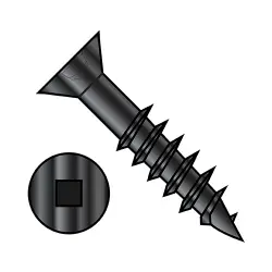 Square Recess, Stl Black Ox, Partial Thread Flat Deep Thread/Cabinet Screws