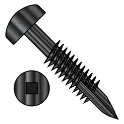 Square Recess Fine Thread Steel Black Oxide Screws