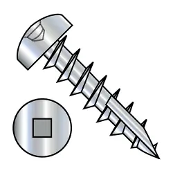Square Recess, Stl Zinc, Full Thread Pan with #17 point Deep Thread/Cabinet Screws