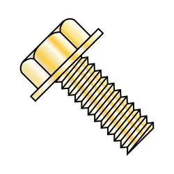 Steel Zinc Yellow RoHS Unslotted Hex Washer Head Machine Screws