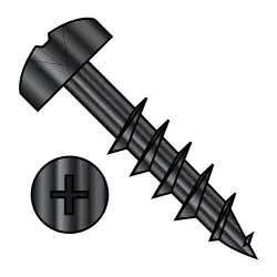 Phillips Steel Black Ox, Partial Thread Pan Deep Thread/Cabinet Screws
