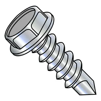 10-16 X 3/4 Unslotted Hex Washer Fully Threaded Self Drilling Screws #1 Partially Threaded Zinc and Bake