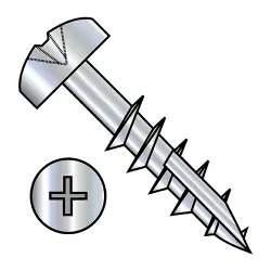 Phillips, Steel Zinc, Partial Thread Pan with #17 point Deep Thread/Cabinet Screws