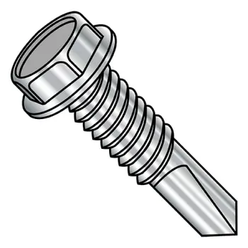 12-24 X 7/8 Unslotted Hex Washer Self Drilling Screws #4  Fully Threaded Stainless Steel
