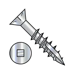 Square Recess w/Nibs Steel Zinc, Partial Thread #8 Flat with #17 point Deep Thread/Cabinet Screws