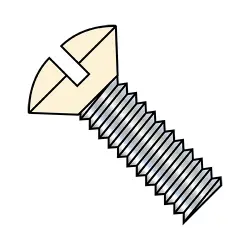 Steel Zinc w/ Ivory Head Slotted Oval Head Machine Screws
