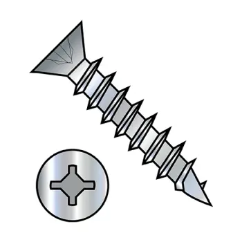 8X1/2  Square Phillips Drive Flat Head no Nibs Deep Thread Wood Screw Full Thd ZincBake