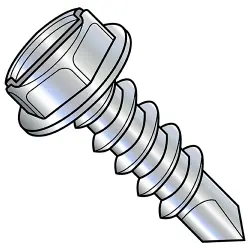 Steel Zinc, 7/16 AF, #3 Pt. Slotted Hex Washer  - TEK® Self-Drilling Screws