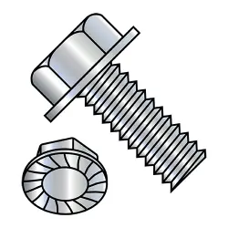Unslotted, Steel Zinc Hex Washer Head, Serrated Machine Screws