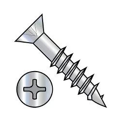 Phillips, Steel Zinc, Partial Thread Flat Deep Thread/Cabinet Screws