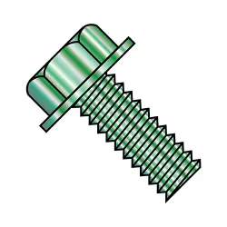 Steel Zinc Green Unslotted Hex Washer Head Machine Screws