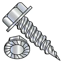 Hex Washer, Serrated - Unslotted, Full Thread, Stl Zinc Self-Piercing Screws