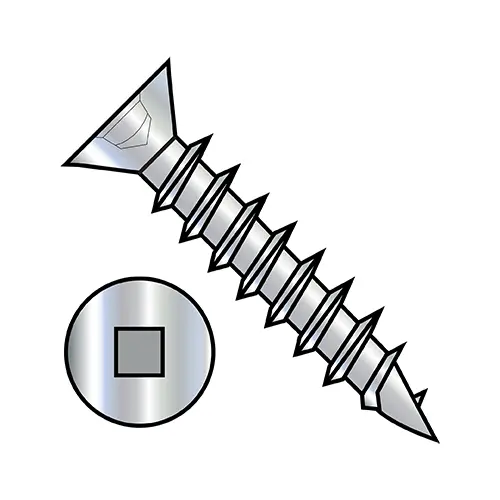 8X3/4 Flat Head (no nibs) Square Drive Deep Thread Wood Screw Fully  Threaded Zinc Bake