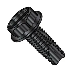 Steel Black Oxide Slotted Hex Washer Type-23 Thread Cutting Screws