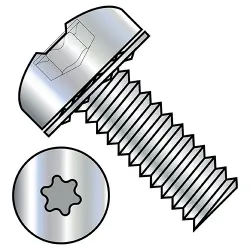Int. Tooth, Steel Zinc Six-Lobe Pan SEMS Screws