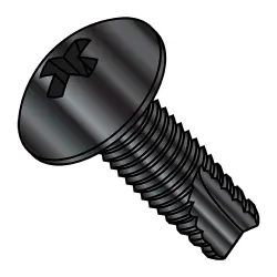Phillips, Steel Zinc Black Truss Type-23 Thread Cutting Screws