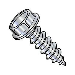 Hex Washer Head Unslotted Screws Type A, Steel with Zinc Coating and 7/16