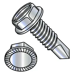 Steel Zinc, 7/16 A.F. w/ Machine Screws Thread Slotted Hex Washer, Serrated  - TEK® Self-Drilling Screws