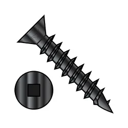 Square Recess, Stl Black Ox, Full Thread Flat Deep Thread/Cabinet Screws